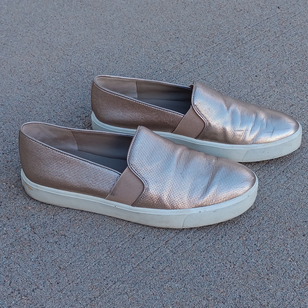 Vince Blair Rose Gold Leather Slip On Sneakers Womens Shoes